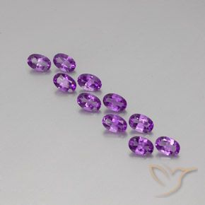 4.09 ctw Violet Amethyst Stones, Natural Amethyst in Oval Facet Shape for Sale