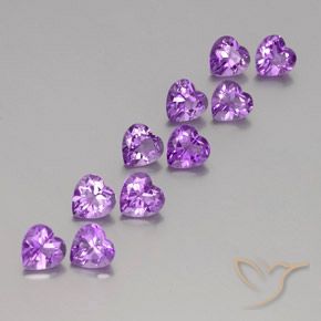 7.04 ctw Violet Amethyst Stones, Natural Amethyst in Heart Facet Shape for Sale