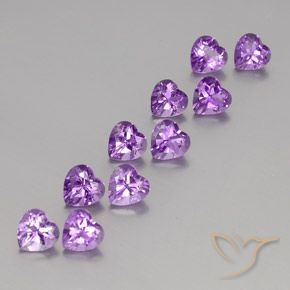 7.36 ctw Violet Amethyst Stones, Natural Amethyst in Heart Facet Shape for Sale