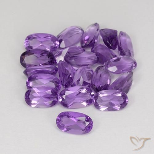 4.25 ctw Violet Amethyst Stones, Natural Amethyst in Oval Facet Shape for Sale