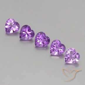 3.44 ctw Violet Amethyst Stones, Natural Amethyst in Heart Facet Shape for Sale