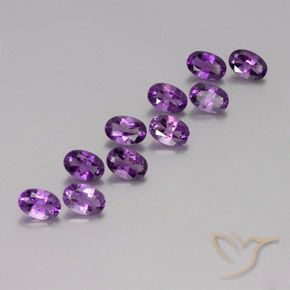 4.11 ctw Violet Amethyst Stones, Natural Amethyst in Oval Facet Shape for Sale