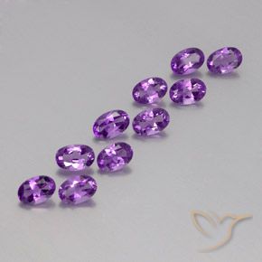 4.00 ctw Violet Amethyst Stones, Natural Amethyst in Oval Facet Shape for Sale
