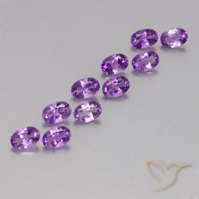 4.16 ctw Violet Amethyst Stones, Natural Amethyst in Oval Facet Shape for Sale