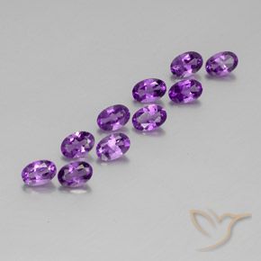3.80 ctw Violet Amethyst Stones, Natural Amethyst in Oval Facet Shape for Sale