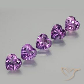 3.64 ctw Violet Amethyst Stones, Natural Amethyst in Heart Facet Shape for Sale