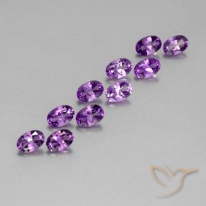 4.01 ctw Violet Amethyst Stones, Natural Amethyst in Oval Facet Shape for Sale