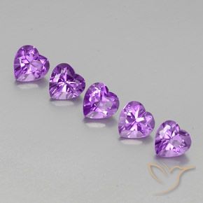 3.50 ctw Violet Amethyst Stones, Natural Amethyst in Heart Facet Shape for Sale