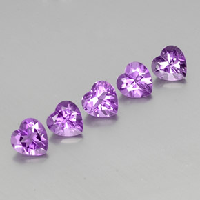 Purplish Violet Amethyst Gem - 0.7ct Heart Facet (ID: 357585)