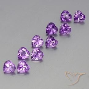 7.39 ctw Violet Amethyst Stones, Natural Amethyst in Heart Facet Shape for Sale
