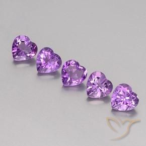 3.60 ctw Violet Amethyst Stones, Natural Amethyst in Heart Facet Shape for Sale