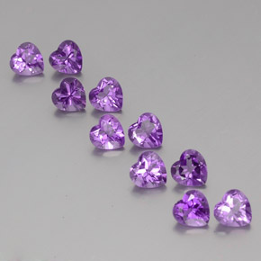 Purplish Violet Amethyst Gem - 0.7ct Heart Facet (ID: 357871)