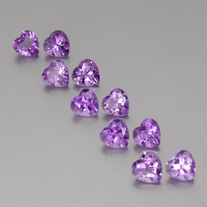 Medium Purplish Violet Amethyst Gem - 0.7ct Heart Facet (ID: 357877)