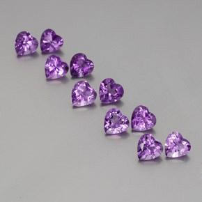 Lotto di 10 pezzi taglio cuore viola Ametista dal Brasile - Peso totale 7,31 ct / avg. 0,73 ct ciascuno, dimensioni 6,2 x 6,1mm, colore: Viola violaceo intenso, durezza Mohs 7 adatto per gioielli da indossare ogni giorno, Pietra dello zodiaco dei Pesci, Photo A
