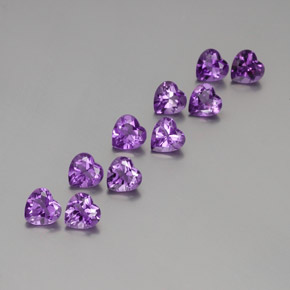 6.81 ctw Violet Amethyst Stones, Natural Amethyst in Heart Facet Shape for Sale