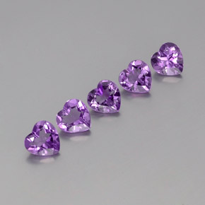3.41 ctw Violet Amethyst Gemstones, Amethyst Gems in Heart Facet Shape for Sale.