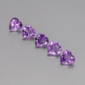 3.41 ctw Violet Amethyst Stones, Natural Amethyst in Heart Facet Shape for Sale