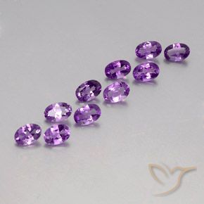 3.85 ctw Violet Amethyst Stones, Natural Amethyst in Oval Facet Shape for Sale