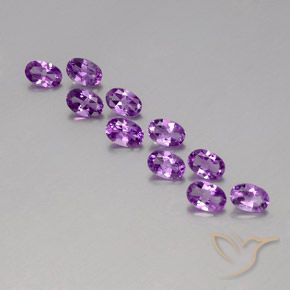 Lotto di 10 pezzi Ametista Violetto rosato taglio ovale dal Brasile - Dimensioni 6 x 4,1mm, peso 3,8 ct totali / media. 0,38 ct ciascuno, durezza Mohs 7 adatto per gioielli da indossare ogni giorno, Mercoledì Gemma, Photo A