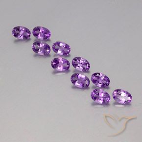 4.12 ctw Violet Amethyst Gemstones, Amethyst Gems in Oval Facet Shape for Sale.