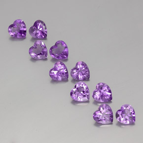 6.30 ctw Violet Amethyst Gemstones, Amethyst Gems in Heart Facet Shape for Sale.