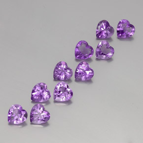 6.30 ctw Violet Amethyst Stones, Natural Amethyst in Heart Facet Shape for Sale