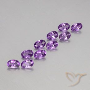 3.89 ctw Violet Amethyst Stones, Natural Amethyst in Oval Facet Shape for Sale