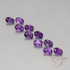 Lot de 10pcs Améthystes Ovale de 6 x 4,1mm - Poids total de 4,06 ct / poids moyen de 0,41 ct chacune, couleur : Pourpre violacé profond, dureté de Mohs 7 convient aux bijoux de tous les jours, pierre de sagesse, Débloque le chakra de la couronne, Photo A