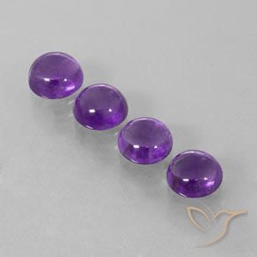8.29 ctw Violet Amethyst Stones, Natural Amethyst in Round Cabochon Shape for Sale