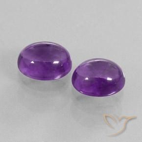 7.61 ctw Violet Amethyst Stones, Natural Amethyst in Oval Cabochon Shape for Sale