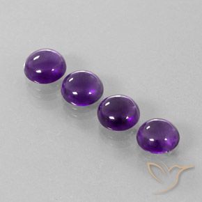 7.27 ctw Violet Amethyst Stones, Natural Amethyst in Round Cabochon Shape for Sale