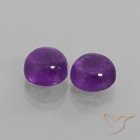 4.92 ctw Violet Amethyst Stones, Natural Amethyst in Round Cabochon Shape for Sale