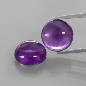 Violeta púrpura oscuro medio Amatista Gema - 7.9ct Cabujón Redondo (ID: 363859)