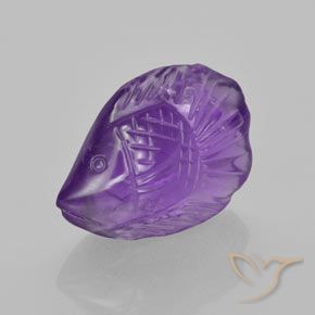 7.22 ct Violet Amethyst Stone, Natural Amethyst in Carved Fish Shape for Sale