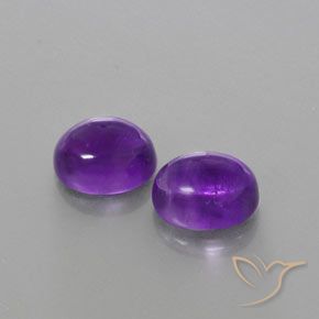 6.14 ctw Violet Amethyst Stones, Natural Amethyst in Oval Cabochon Shape for Sale