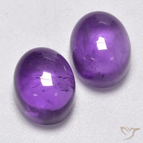7.26 ctw Violet Amethyst Stones, Natural Amethyst in Oval Cabochon Shape for Sale