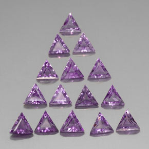 8.21 ctw Violet Amethyst Stones, Natural Amethyst in Trillion Facet Shape for Sale