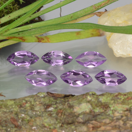 Light-Medium Violet Amethyst Gem - 0.9ct Marquise Facet (ID: 370787)