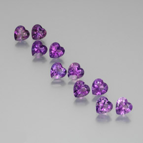 7.29 ctw Violet Amethyst Stones, Natural Amethyst in Heart Facet Shape for Sale