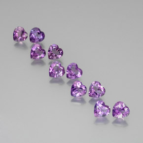 6.81 ctw Violet Amethyst Stones, Natural Amethyst in Heart Facet Shape for Sale