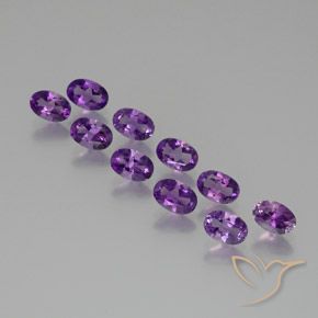 4.10 ctw Violet Amethyst Stones, Natural Amethyst in Oval Facet Shape for Sale
