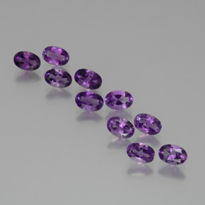 3.85 ctw Violet Amethyst Stones, Natural Amethyst in Oval Facet Shape for Sale