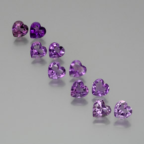 6.39 ctw Violet Amethyst Stones, Natural Amethyst in Heart Facet Shape for Sale
