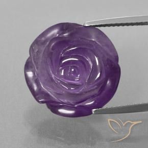 17.3x17.2 mm Flower Cut Violet Amethyst from Brazil, Weight of 17.93ct, Natural untreated Gemstone in Transparent/Translucent Clarity, 1pc Carved Rose Amethyst - Color: Medium Violet, Mohs Hardness of 7 suitable for daily wear jewelry, Wednesday Gemstone, Photo A