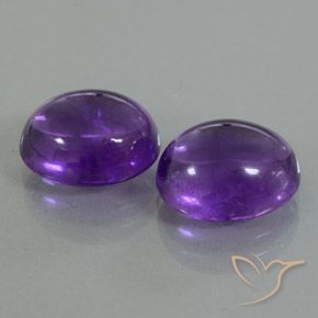 8.09 ctw Violet Amethyst Stones, Natural Amethyst in Oval Cabochon Shape for Sale