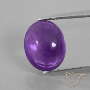4.01 ct Violet Amethyst Gemstone, Amethyst Gem in Oval Cabochon Shape for Sale.
