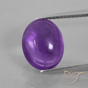 3.92 ct Violet Amethyst Gemstone, Amethyst Gem in Oval Cabochon Shape for Sale.