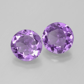 5.66 ct Violet Amethyst Stone, Natural Amethyst in Round Facet Shape for Sale