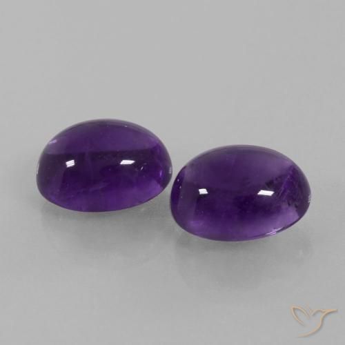 6.18 ctw Violet Amethyst Stones, Natural Amethyst in Oval Cabochon Shape for Sale