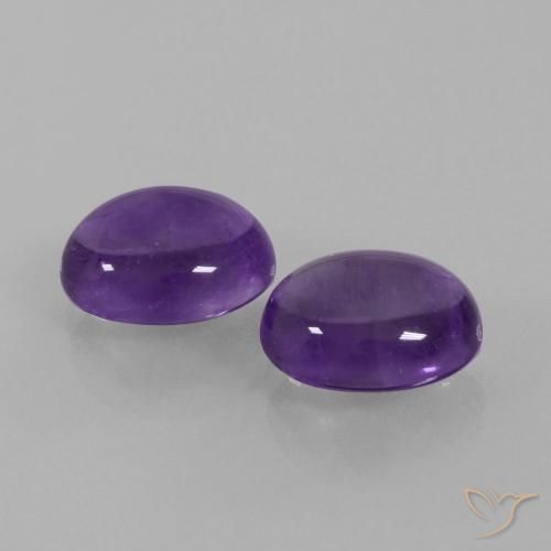 5.49 ctw Violet Amethyst Stones, Natural Amethyst in Oval Cabochon Shape for Sale